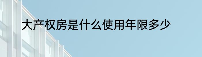 大产权房是什么使用年限多少