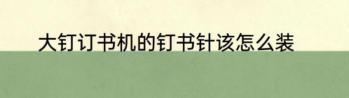 大钉订书机的钉书针该怎么装