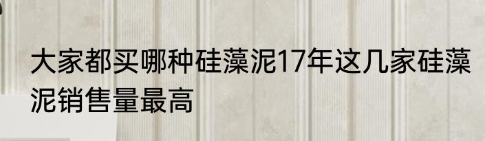 大家都买哪种硅藻泥17年这几家硅藻泥销售量最高