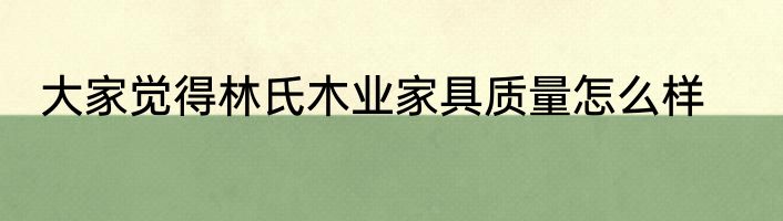 大家觉得林氏木业家具质量怎么样