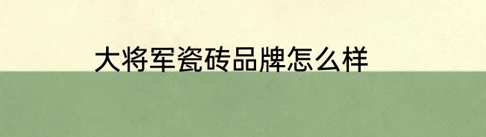 大将军瓷砖品牌怎么样