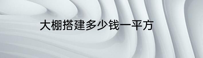 大棚搭建多少钱一平方