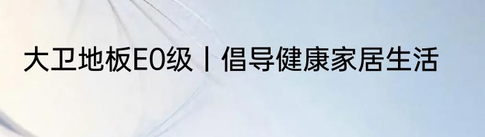 大卫地板E0级丨倡导健康家居生活