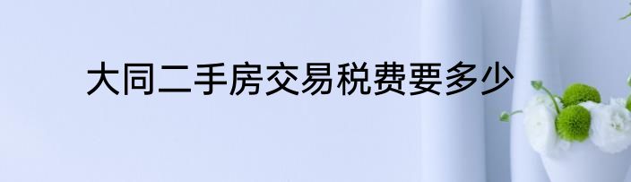 大同二手房交易税费要多少