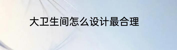 大卫生间怎么设计最合理