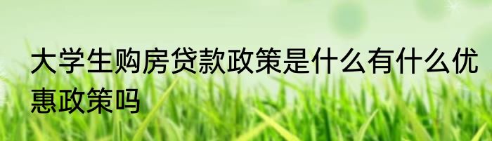 大学生购房贷款政策是什么有什么优惠政策吗