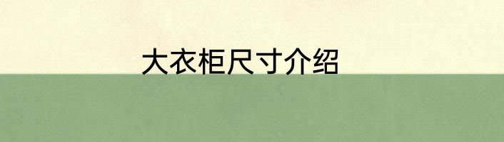 大衣柜尺寸介绍