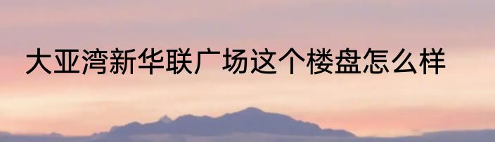 大亚湾新华联广场这个楼盘怎么样
