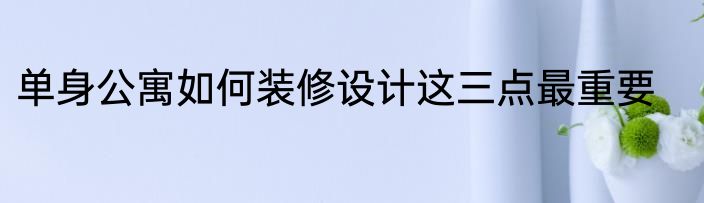 单身公寓如何装修设计这三点最重要