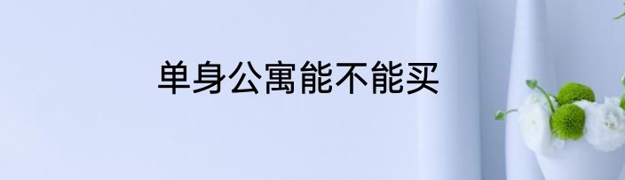 单身公寓能不能买