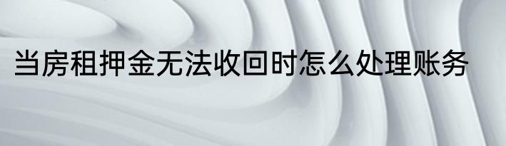 当房租押金无法收回时怎么处理账务