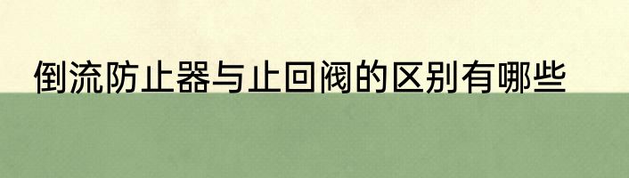 倒流防止器与止回阀的区别有哪些