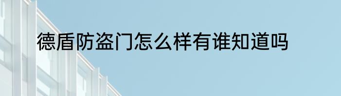 德盾防盗门怎么样有谁知道吗