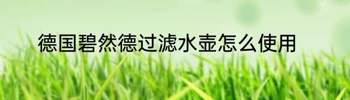 德国碧然德过滤水壶怎么使用