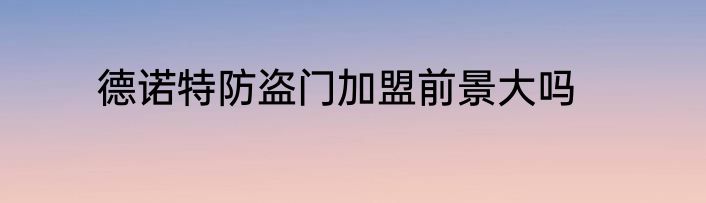 德诺特防盗门加盟前景大吗