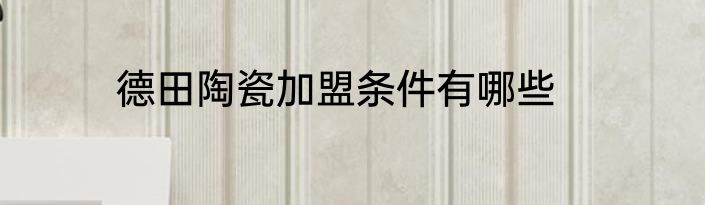 德田陶瓷加盟条件有哪些