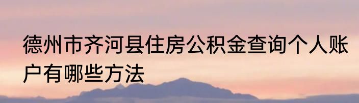 德州市齐河县住房公积金查询个人账户有哪些方法