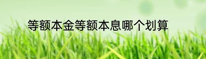等额本金等额本息哪个划算