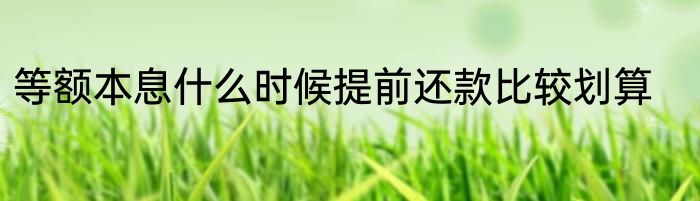 等额本息什么时候提前还款比较划算