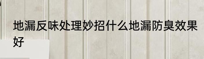 地漏反味处理妙招什么地漏防臭效果好