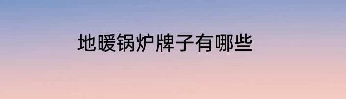 地暖锅炉牌子有哪些