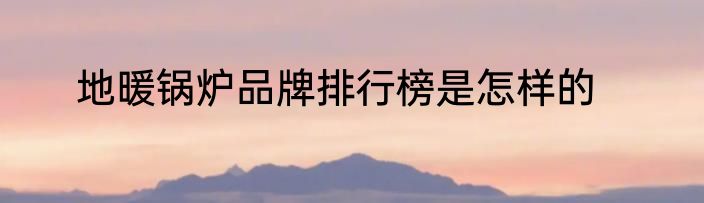 地暖锅炉品牌排行榜是怎样的