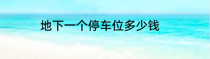 地下一个停车位多少钱
