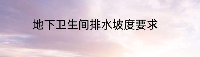 地下卫生间排水坡度要求