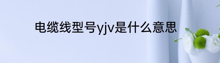 电缆线型号yjv是什么意思