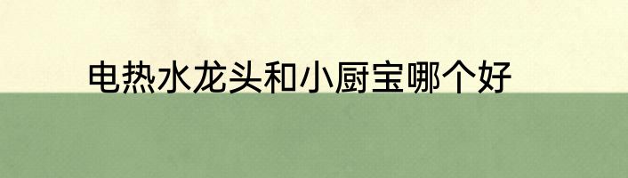 电热水龙头和小厨宝哪个好