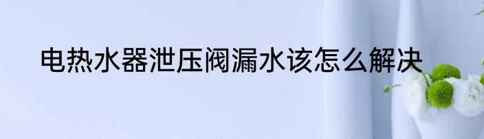 电热水器泄压阀漏水该怎么解决