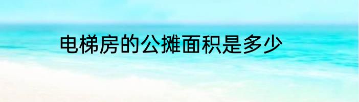 电梯房的公摊面积是多少