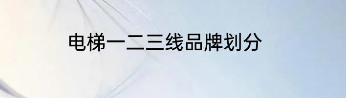 电梯一二三线品牌划分
