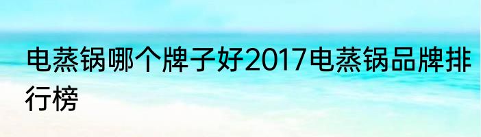 电蒸锅哪个牌子好2017电蒸锅品牌排行榜