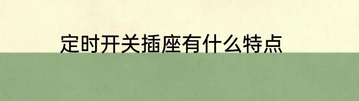 定时开关插座有什么特点