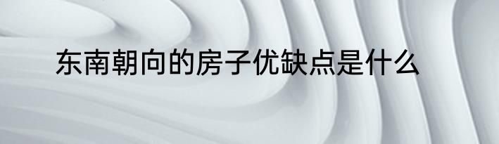 东南朝向的房子优缺点是什么