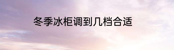 冬季冰柜调到几档合适