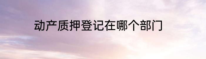 动产质押登记在哪个部门