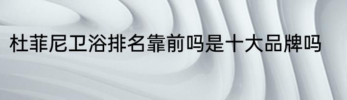杜菲尼卫浴排名靠前吗是十大品牌吗