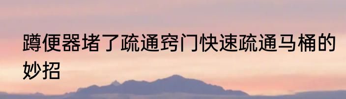 蹲便器堵了疏通窍门快速疏通马桶的妙招