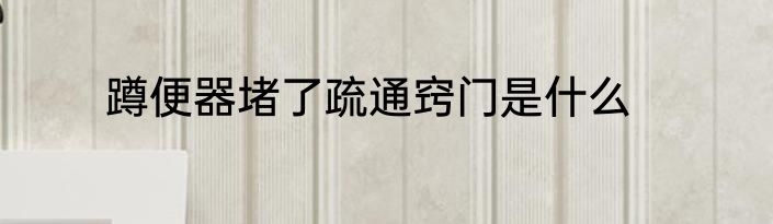 蹲便器堵了疏通窍门是什么