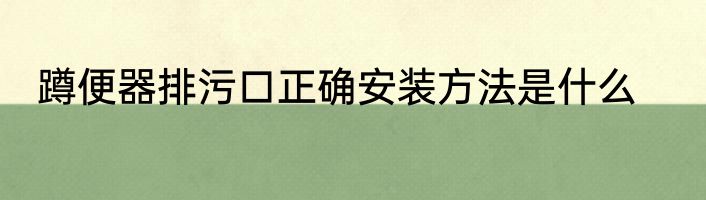 蹲便器排污口正确安装方法是什么