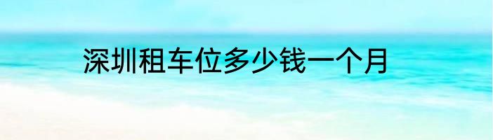 深圳租车位多少钱一个月