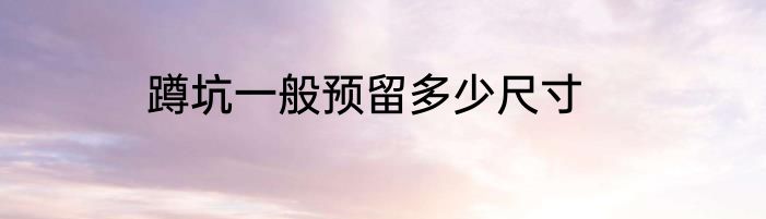 蹲坑一般预留多少尺寸