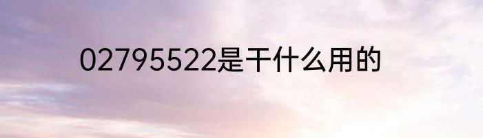 02795522是干什么用的