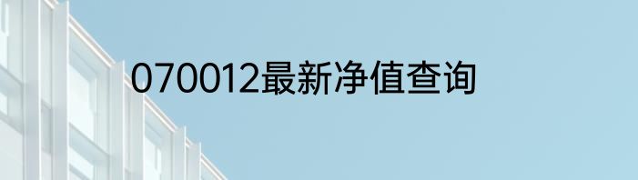 070012最新净值查询