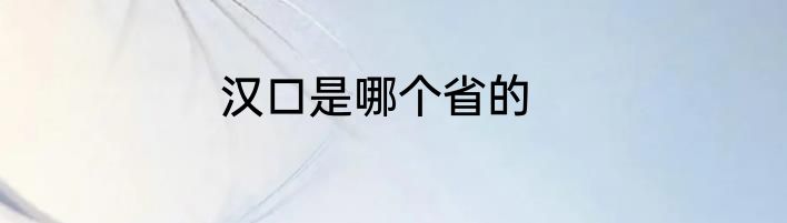 汉口是哪个省的
