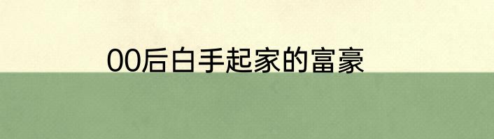 00后白手起家的富豪