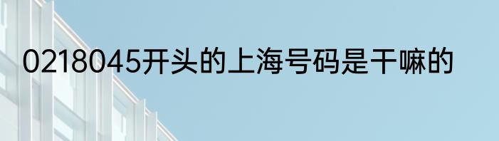 0218045开头的上海号码是干嘛的