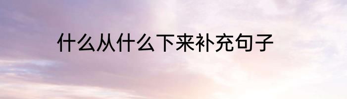 什么从什么下来补充句子